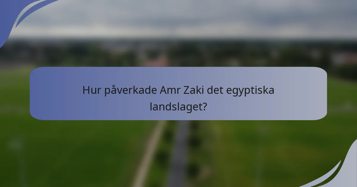 Hur påverkade Amr Zaki det egyptiska landslaget?