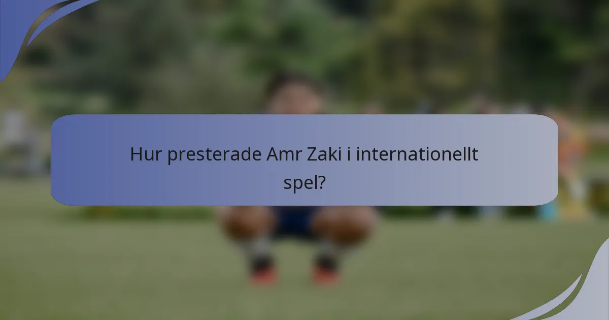 Hur presterade Amr Zaki i internationellt spel?