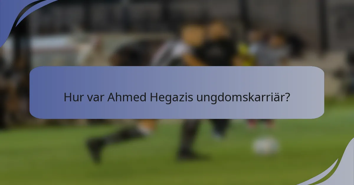 Hur var Ahmed Hegazis ungdomskarriär?