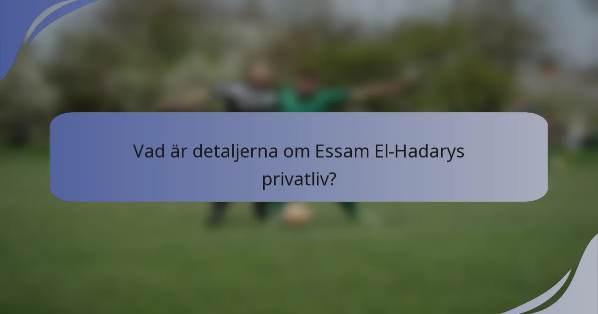 Vad är detaljerna om Essam El-Hadarys privatliv?
