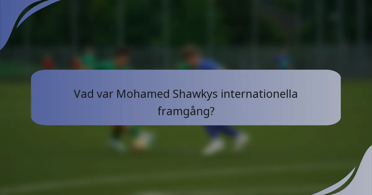 Vad var Mohamed Shawkys internationella framgång?