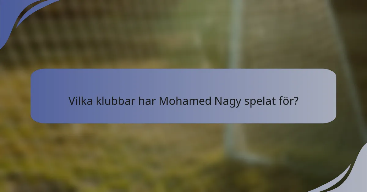 Vilka klubbar har Mohamed Nagy spelat för?