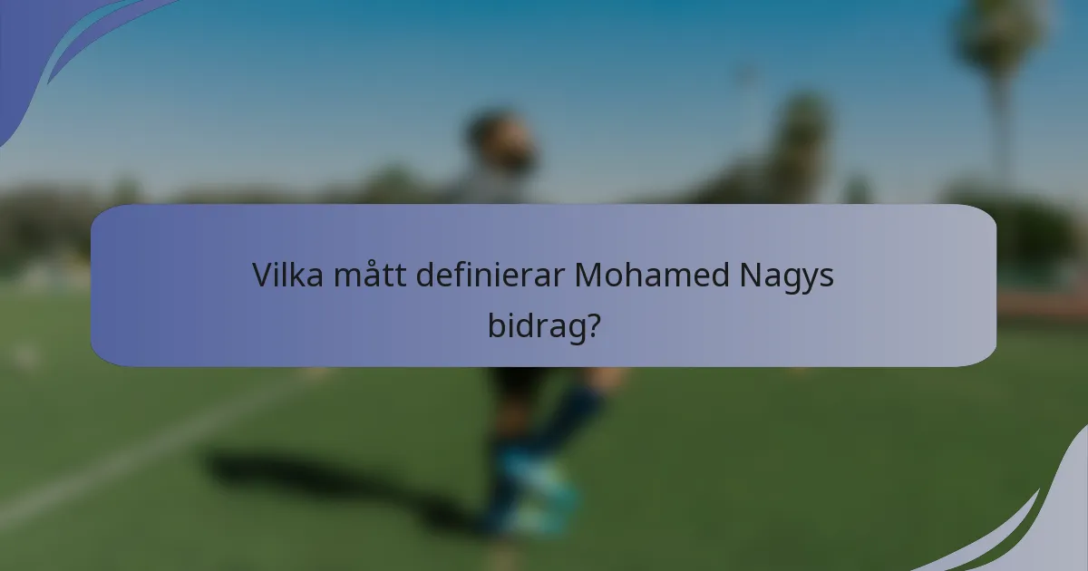 Vilka mått definierar Mohamed Nagys bidrag?