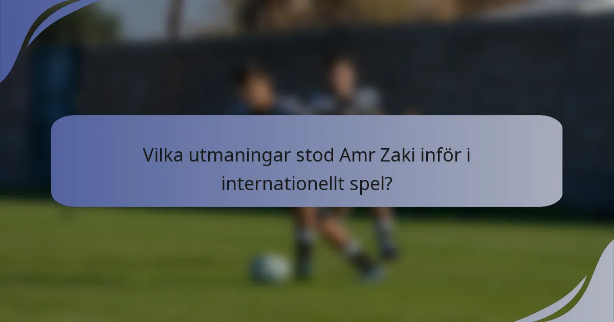 Vilka utmaningar stod Amr Zaki inför i internationellt spel?