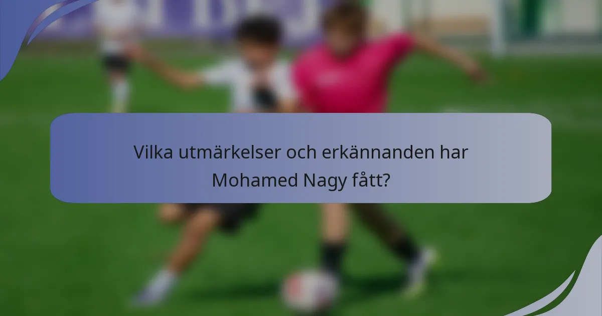 Vilka utmärkelser och erkännanden har Mohamed Nagy fått?